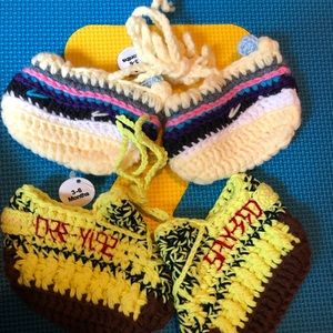 Two pair of crochet shoes